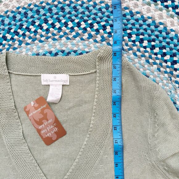 Soft Sourroundings Silk Cashmere Green Flare V Neck Tunic Sweater Women’s 1x NWT - Picture 6 of 7